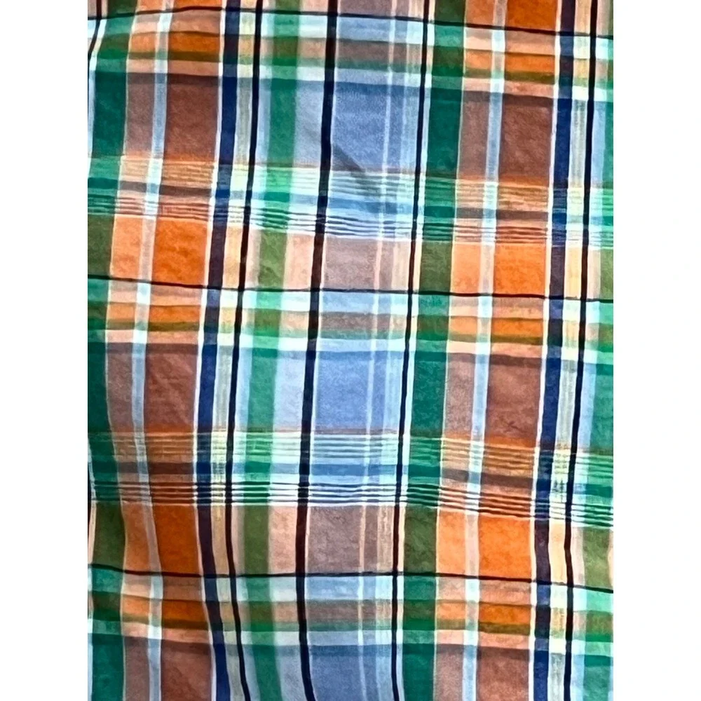 Ralph Lauren Boys Plaid‎ Button Down Shirt Orange Blue Green 3T Long Sleeve